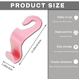 Couslcd Car Seat Headrest Hook, 4 Pack Auto Seat Hanger Storage Organizer for Purse Handbag Coats Grocery Bags, Automotive Interior Accessories, Universal Vehicle Backseat Hanging Hook (4, Pink)