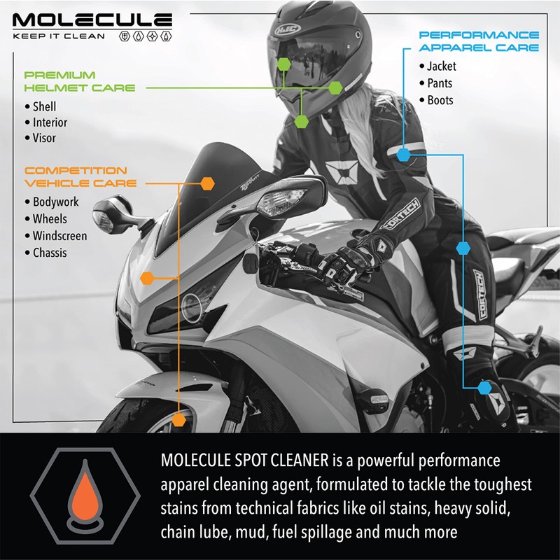 Molecule Spot Cleaner, Performance Apparel Care, Race Suits, Removes Tough