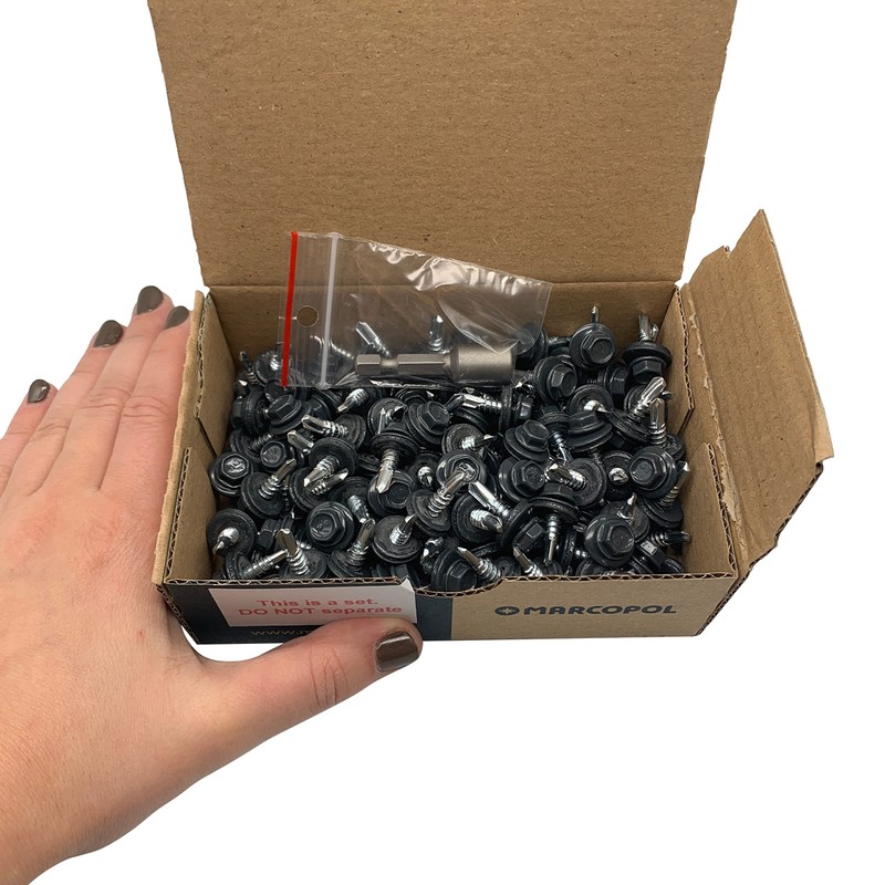 Marcopol Pack of 150 Metal Roofing Screws 4.8 x 19