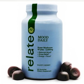 relate Mood Daily Happy Berry Gummies - Super Mushroom Complex for Balanced Mood & Cognitive Support - 60 Count