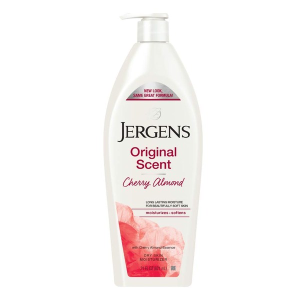 Jergens Original Scent Dry Skin Moisturizer, Body and Hand Lotion, for Long Lasting Skin Hydration, 21 Ounce, with HYDRALUCENCE blend and Cherry Almond Essence