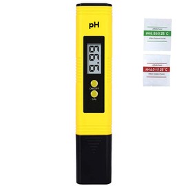 PH Tester for Water- Digital PH Meter, 0.00-14.00 High-Density Water Quality Accurate Test Range, Portable with ATC for Swimming Pools Aquariums Spas (Yellow)
