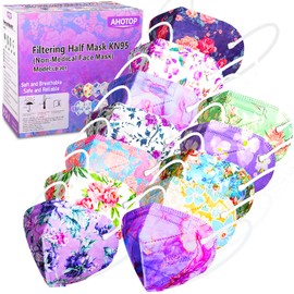 Individually Wrapped KN95 Face Masks with Colorful Floral Design, 5 layer for Adults Women Men, 60 Pack