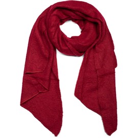 StyleBreaker 01017118 Women’s Soft Monochrome Woven Scarf in Asymmetric Shape, Winter Stole - bordeaux red