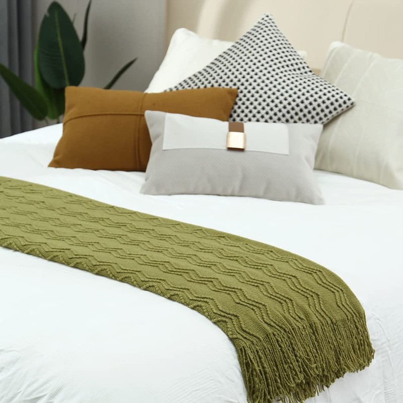 CREVENT Knitted Decorative Throw Blanket for Couch Sofa Chair Bed，Soft