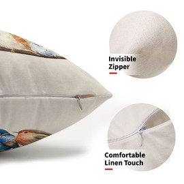 Oil Painted Bird Lumbar Pillow Covers 12X20 Inch Rustic Birds Tree Branches Rectangular Pillow Cases Wildlife Spring Summer Oblong Throw Pillows Set of 2 Home Decor For Room Couch Bed Sofa Outdoor