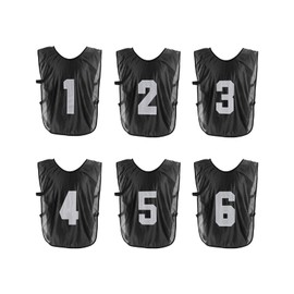 PATIKIL Soccer Training Vest, 6 Pack Team Sports Pinnies Reversible Numbered Soccer Practice Pennies Jerseys Bibs with Belt for Children, 27 Inch Black