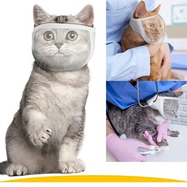 Cat Muzzle, Cat Mask, Mesh Mouth, Cat, Simple, Transparent, Breathable, Cat Muzzle, Waste Barking / Biting, Licking Scratches, Picking Up Prevention, Ear Cleaning, Nail Clippers Assist, Cat Muzzle