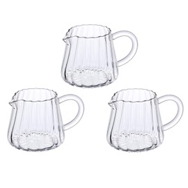 JIEJE Small Glass Pitcher, Glass Milk Pitcher, Glass Creamer Pitcher, Creamer Container (3 Pack)