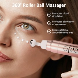 DePuffing Eye Serum with Super Vitamin A, Peptides & Hyaluronic Acid - Under Eye Serum with 360° Cooling Roll - Reduce Dark Circles Fine Lines Wrinkles