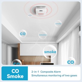 Carbon Monoxide Gas Smoke Alarm Two in oneWith Digital Display and Sound and Light Alarm, Easy to Install, Battery Powered, Suitable for Bedroom, Warehouse, Kitchen or RV Travel