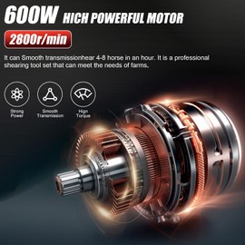 Vkdemer Horse Clippers,600W Professional Electric Horse Grooming Kit, Shaving Equine Clippers for Horses Goat Cattle Large Thick Coat Animals,6 Speeds Heavy Duty Farm Livestock Haircut Trimmer