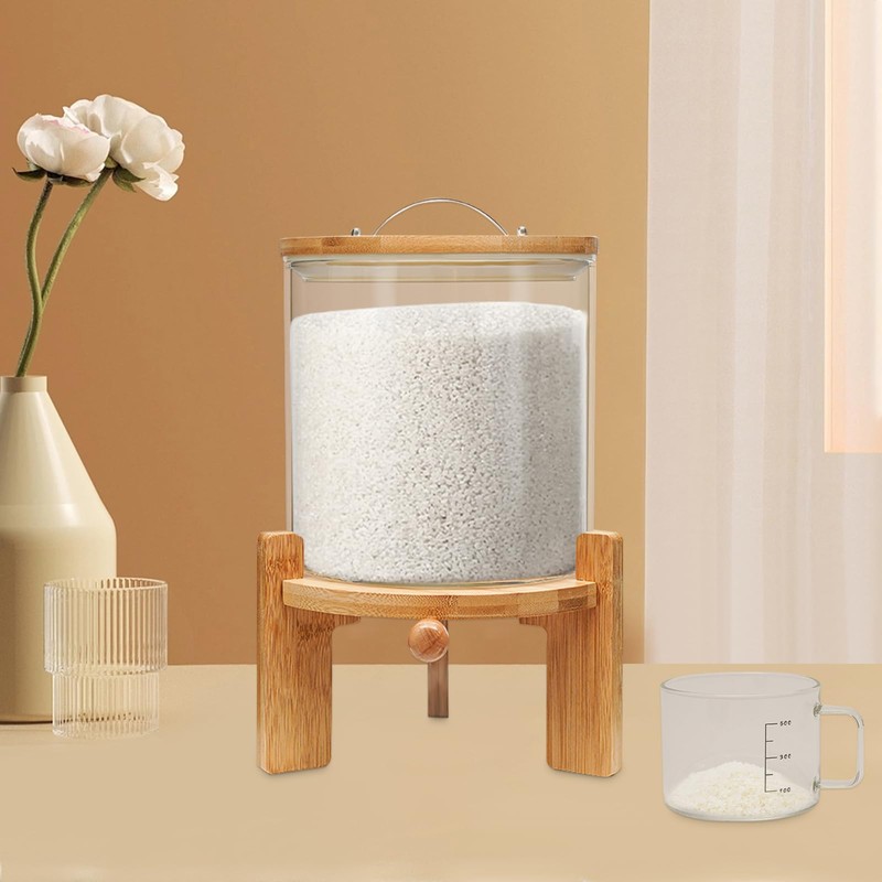AngelcityCC Flour and Cereal Container, Rice Dispenser 5L Glass Food