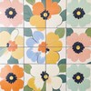IVN Pastel Abstract Flowers Peel and Stick Floor Tiles 12x12