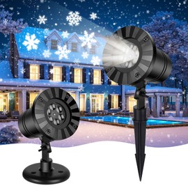 Christmas Snowflake Projector Light Outdoor Waterproof Dynamic Snowflake Snowfall LED Projection Lamp Adjustable Landscape Lighting for Christmas Xmas Holiday Party