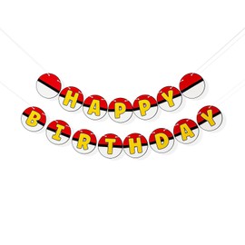 UOREND Cartoon Animation Birthday Banner - Red White Yellow Cartoon Party Banner - Pre-String Animation Birthday Decorations