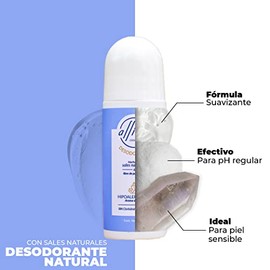 Desodorante Natural Con Piedra De Alumbre Y Bicarbonato de Sodio, Fórmula Libre De Parabenos, Sin Clorhidrato De Aluminio, Roll On 90 Ml