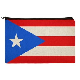 Puerto Rico Country Flag Pencil Pen Organizer Zipper Pouch Case