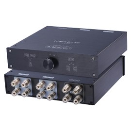 AtNeDcVh 2 Zone Amplifier Speaker Lossless Switcher Selector, 1 in 2 Out / 2 in 1 Out Amps Speakers Switch Control Box Splitter, 2 Way Stereo Audio A B Switches