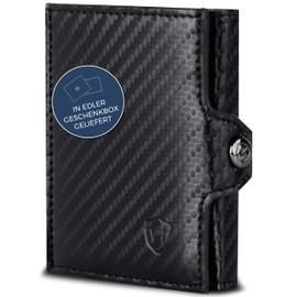 VON HEESEN Credit Card Holder Credit Card Holder, Black carbon, Without coin compartment