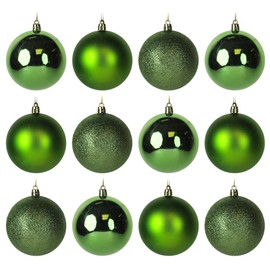 Emerald Green Christmas Tree Baubles Decorations - Glitter Matt - Set of 12