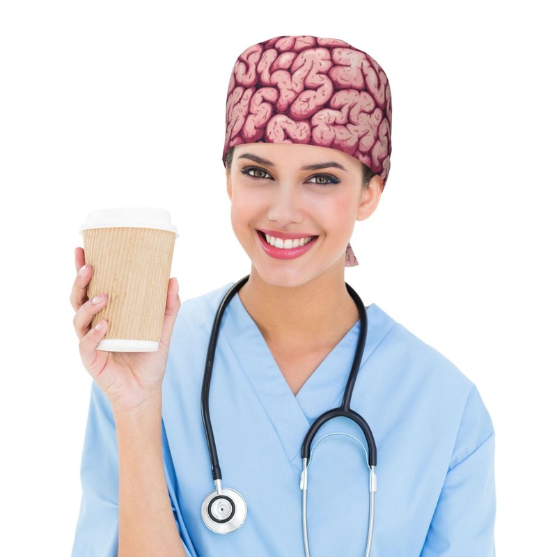 Human Brain Neurology Brains Cells Working Cap, Scrub Cap with