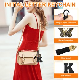 Initial Letter Keychains, Letter A-Z Keychain with Tassel Butterfly, Initial Keyring Gifts for Women Cute Butterfly Tassel Keychain Letter Initials Keyring for Purse Backpacks Handbags(Letter K)