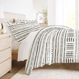 Linens & Hutch Duvet Cover Set Patterned Microfiber Ultra Soft Bedding in Arrow Dreams - King/Cal-King Arrow Dreams Gray