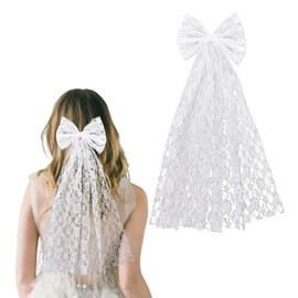 Veils for Women Wedding Bow Hair Clips White Bridal Veil Bachelorette Party Wedding Veils for Brides Bridesmaid Hair Bow Accessories for Women Bride to Be Bridal Shower Gifts