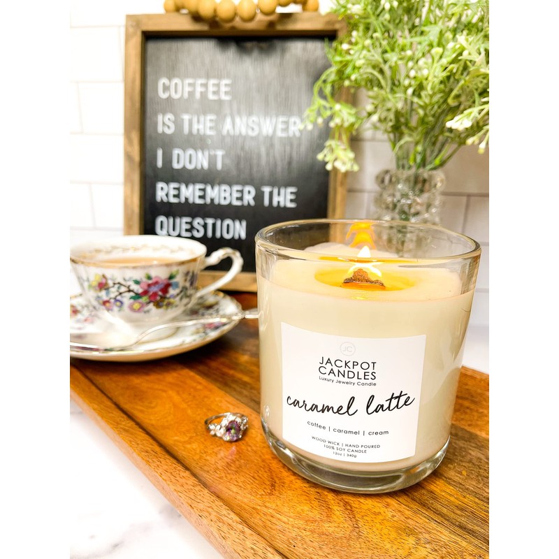 Caramel Coffee Latte Candle with Ring Inside (Surprise Jewelry Valued
