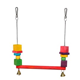 GANAZONO Bird Swing for Parrots Natural Wood Hanging Bridge Stand Rack Chew Resistant Design for Birds for Cockatiels Budgies Parakeets for Play Exercise Random Color