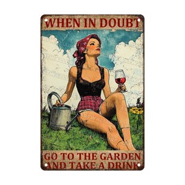 ARTWALLURE Vintage Tin Plaque Rustic Farmhouse Decor Garden Wall Art When In Doubt Go To The Garden Inspirational Saying 8x12inch