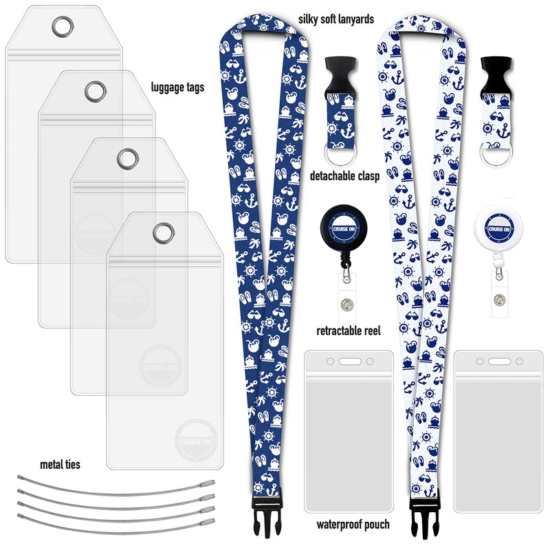 Carnival Cruise Luggage Tag Holders (4 Pack) & Lanyards (2