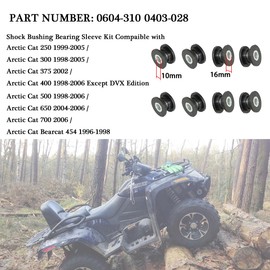 Shock-Absorbing Bushing Bearing Sleeve kit(16x Shock Bushing & 8X Bearing Sleeve) Compaible with Arctic Cat 250 300 375 400 1998-2006(Replace #0604-310 0403-028)