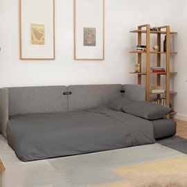 Cottingon 4 PC's Full Sleeper Sofa Sheet Set - Dark Grey - 100% Brushed Microfiber - Fits Upto 8" Drop - Sofa Bedsheets