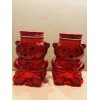 Greenbrier Valentines Day 2 Glass Bear Shaped Jars w/Lids Red