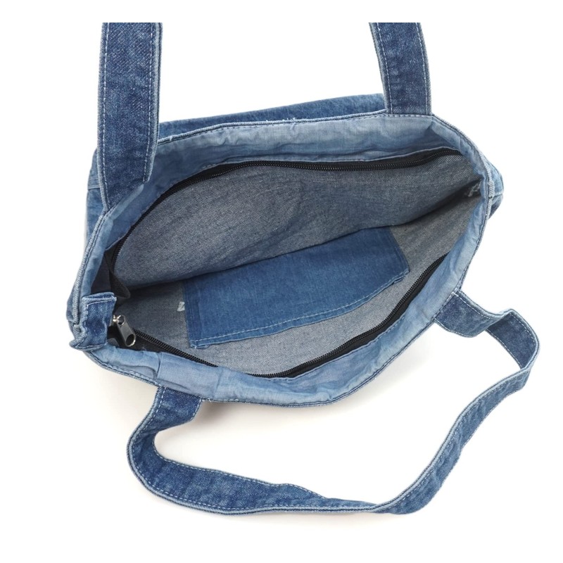 YunZh Canvas Bag Denim Tote Shoulder Handbag Shopping Travel Pockets