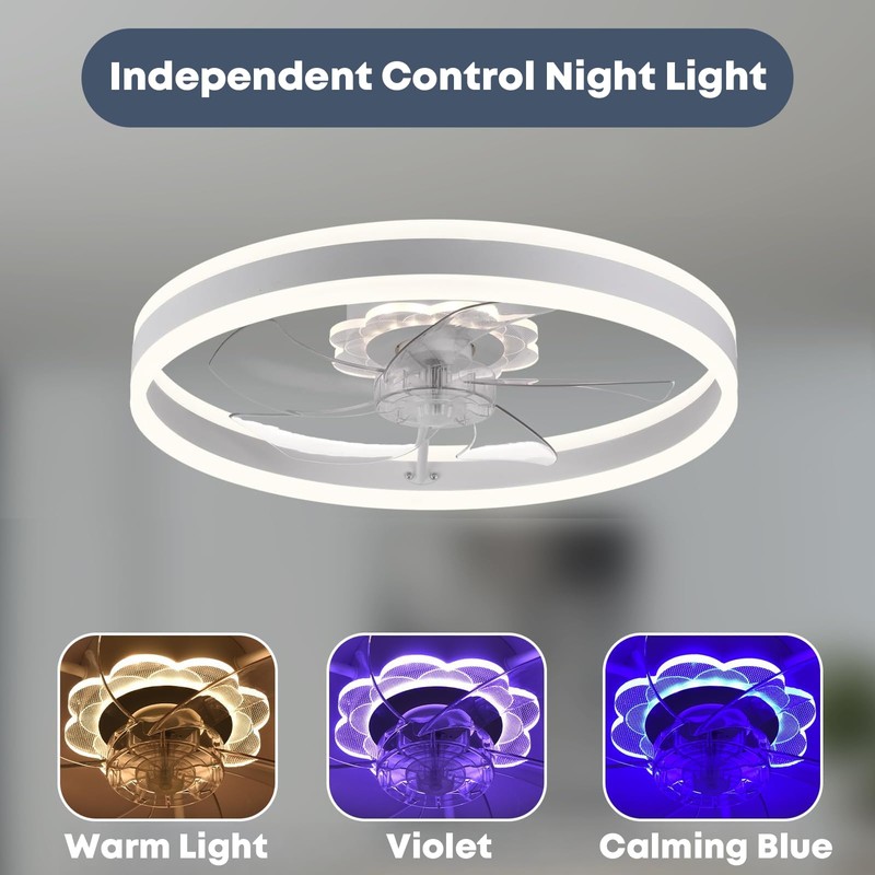 Fszdorj Ceiling Fan with Light, Upgraded 20‘’ Low Profile Fan,
