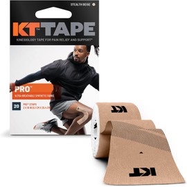 KT TAPE PRO Synthetic Elastic Kinesiology 20 Pre-Cut 10-Inch Strips Therapeutic Tape, Stealth Beige (2 Pack)