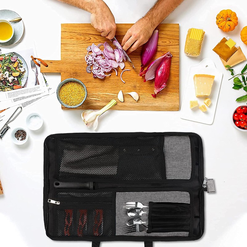 Qchengsan Chef Knife Roll Bag, Heavy Duty Oxford Knife Bag,