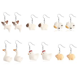 coadipress Animals Earrings Cute Weird Earrings for Women Funny Cartoon Pig Dog Cow Sheep Animals Earrings Lightweight Creative Cartoon Farm Earrings Sweet Kawaii Dog Earrings for Birthday Aesthetic Jewelry Gift (Animals)
