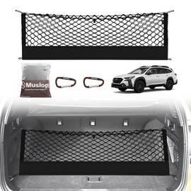 Muslogy Envelope Style Trunk Cargo Net Compatible with 2015-2024 2025 Outback Accessories Custom Fit Trunk Organizer Upgraded Storage Luggage Net with Metal Hooks