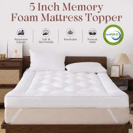 5 Inch Twin Size Memory Foam Mattress Topper, Breathable Cooling Gel Pillow Top Bed Topper, Pressure Relieving Soft Supportive Mattress Pad for Back Pain, 39x75x5 Inch