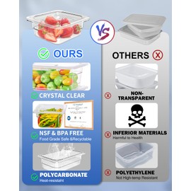 1/6 Size 2.5 Inch Clear NSF Polycarbonate Food Pan-9 PCS[Food Grade][Hot&Cold Resistant] Commercial Food Pans with Lids, Restaurant Food Storage Containers Hotel Pan(BPA-FREE)