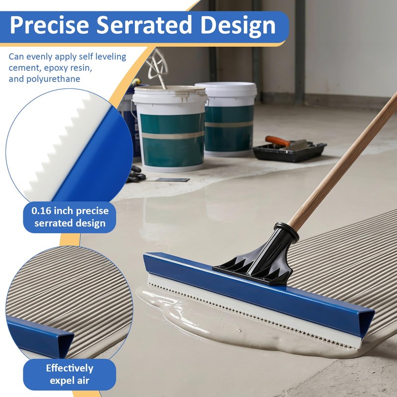2 Pack 16 Inch Epoxy Floor Squeegee, Notched Squeegee for
