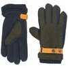 camel active Men's Wool Effect Leather Strap Gloves, dark green