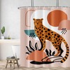 Mid Century Boho Leopard Shower Curtains Abstract Modern Geometric Minimalist