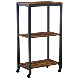 Signature Design by Ashley Bevinfield Vintage Metal Frame 3 Shelf Bar Cart, Dark Brown & Black
