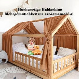 Rodelna House Bed Canopy, House Bed Decoration Set, 100% Organic Muslin Cotton, Fabric Canopy for House Bed Decoration, Girls & Boys, Bed Curtain, Children's Bed Canopy for House Bed, Children