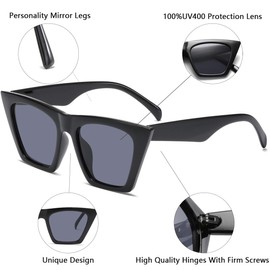 AISSWZBEER Retro Square Cat Eye Sunglasses for Women Fashion Trendy Style UV400 Protection